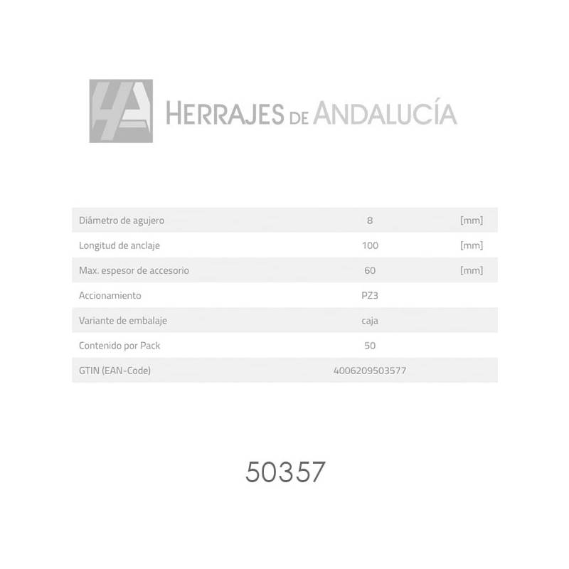 Taco impacto Hammerfix 8x100mm 50 unidades-Herrajes de Andalucía