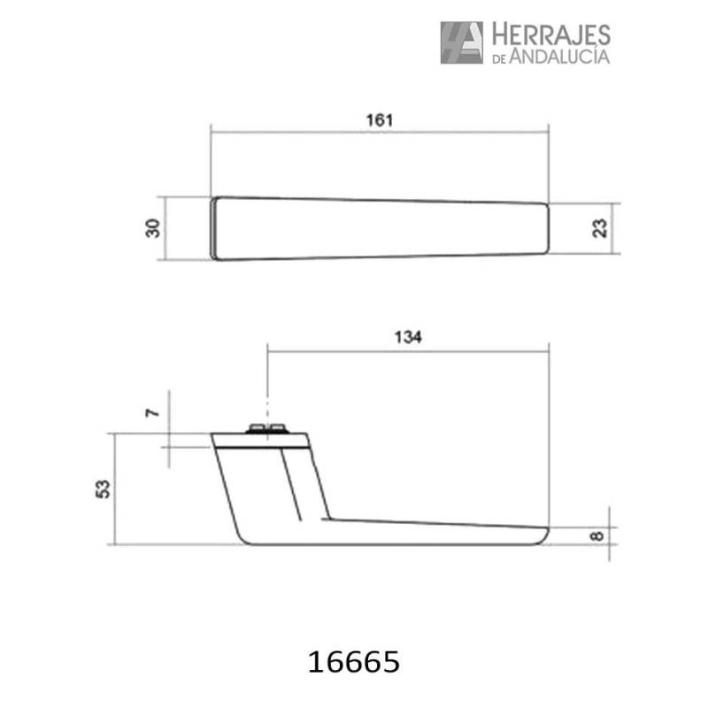 Juego manivela con roseta OBLIQ gris-Herrajes de Andalucía