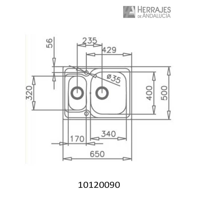 Fregadero Teka Universo 1 1/2C inox 60 cm | Herrajes de Andalucía