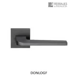 Manilla de diseño con roseta cuadrada de grafito. Modelo Donlo