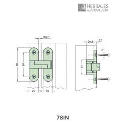 Bisagra oculta  reversible para puertas  inox