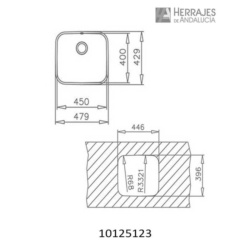 Fregadero Bajo Encimera Acero Inoxidable 47,9x42,9 cm | Herrajes de Andalucía