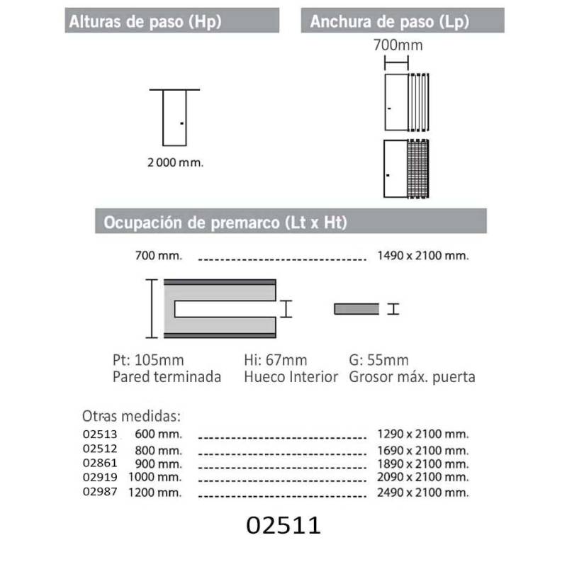 Premarco para puerta 72x203 cm pared 105 mm | Herrajes de Andalucía