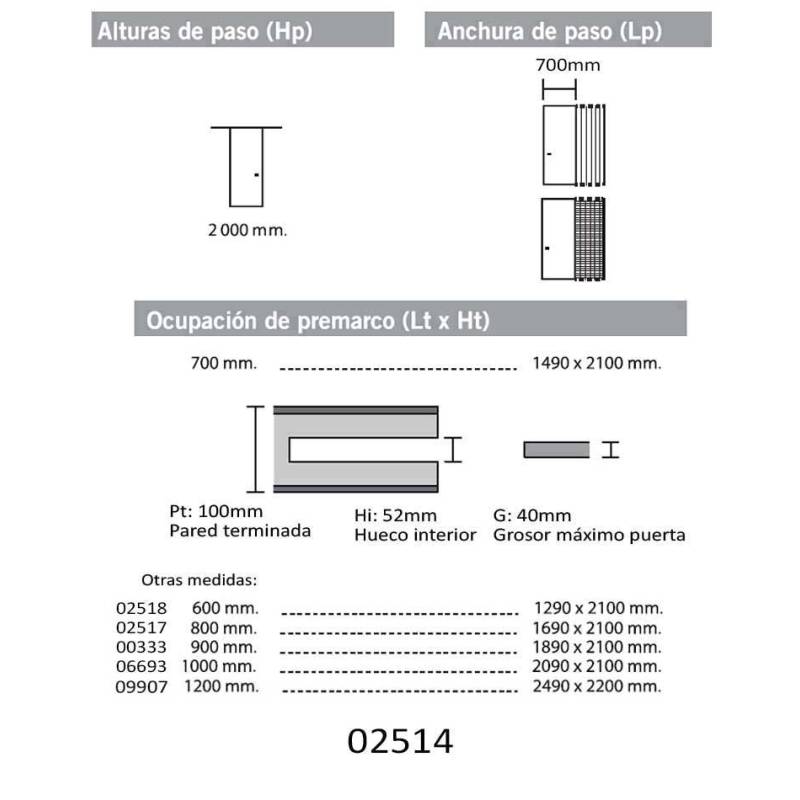 Premarco para pladur puerta 72x203 cm pared 100 mm | Herrajes de Andalucía