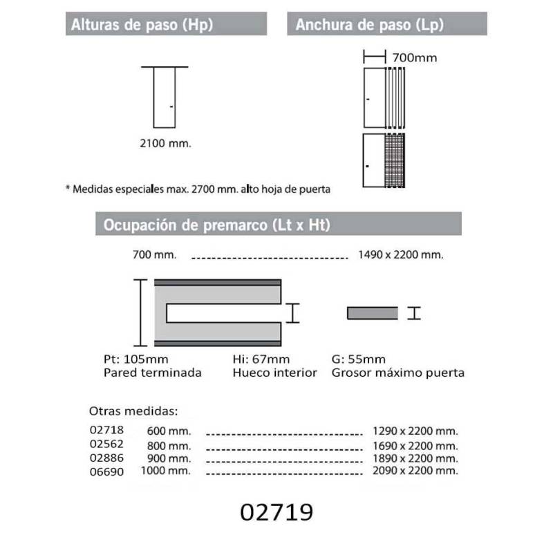 Premarco puerta 72x210 pared 105mm | Herrajes de Andalucía