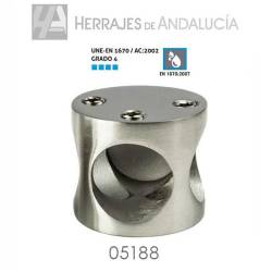 Nudo conector tubo T WPF3 inoxidable 304 | Herrajes de Andalucía