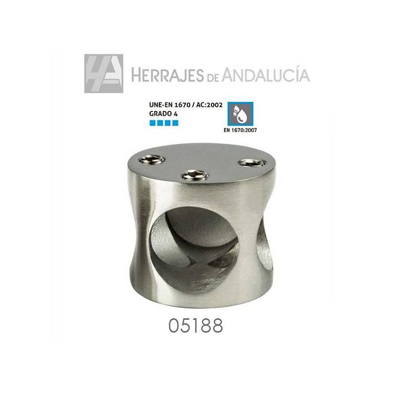 Nudo conector tubo T WPF3 inoxidable 304 | Herrajes de Andalucía