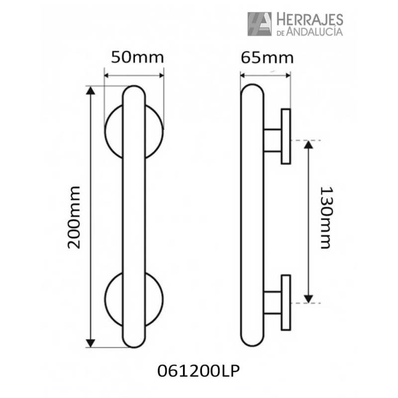 Manillón liso torneado latón pulido 200 mm | Herrajes de Andalucía