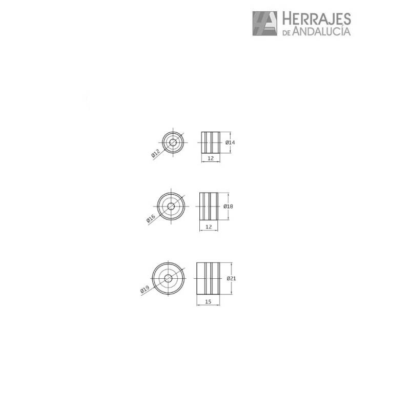 Soporte barra armario Ø16 níquel | Herrajes de Andalucía