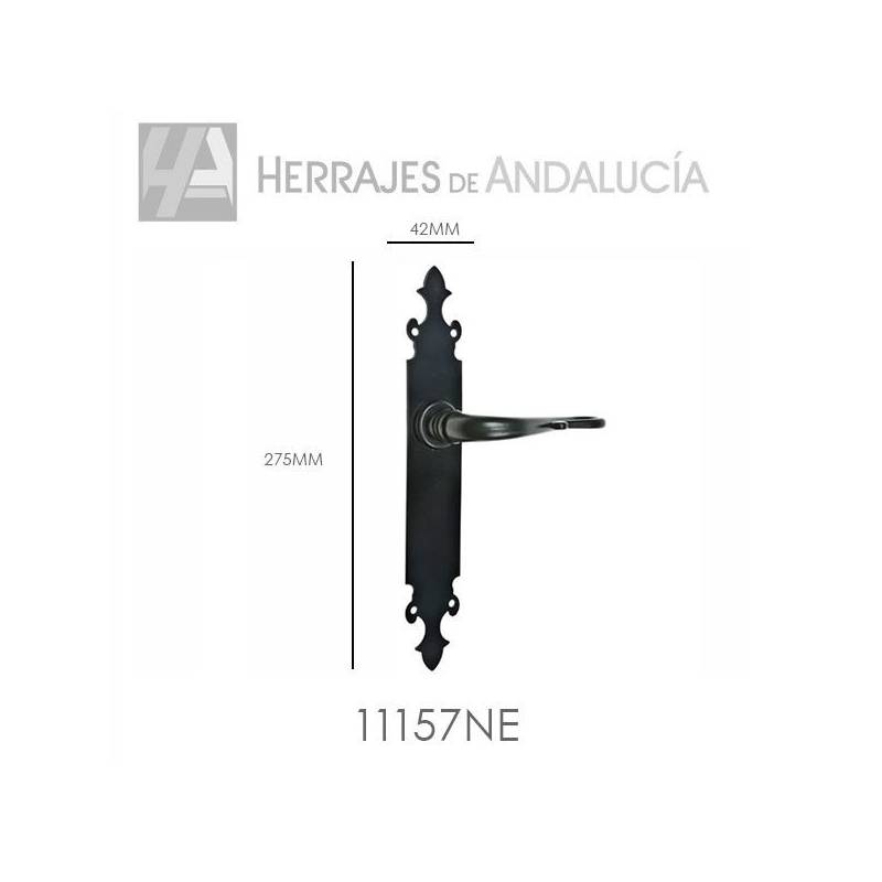 Juego Manivela Flor de Lis Forja Negra 275x42 mm | Herrajes de Andalucía