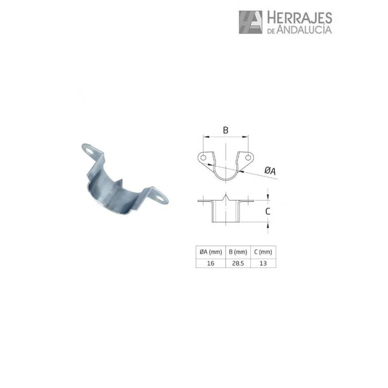 Soporte tubo armario Ø16 mm zincado | Herrajes de Andalucía