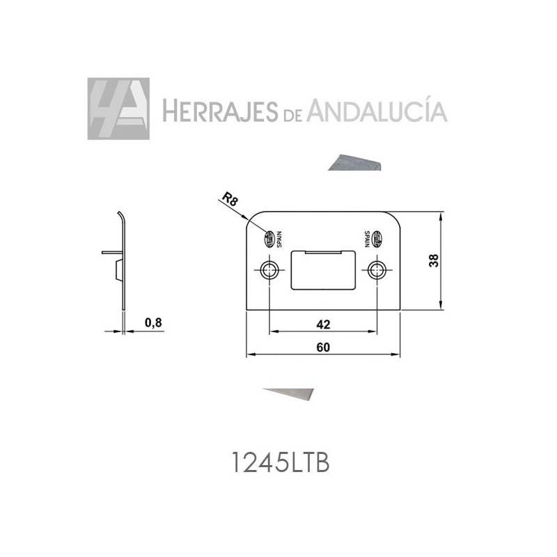 Picaporte latón barnizado 45 mm | Herrajes de Andalucía