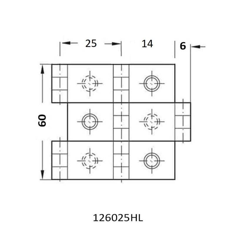Bisagra para biombo 25x60 mm hierro latonado – Herrajes de Andalucía