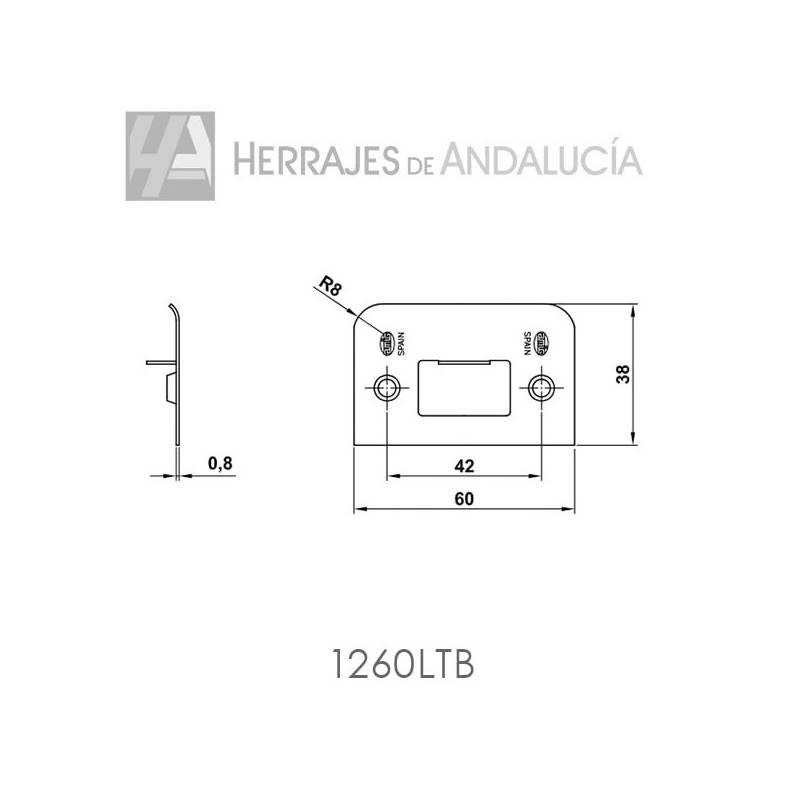 Picaporte Latonado 60 mm | Herrajes de Andalucía