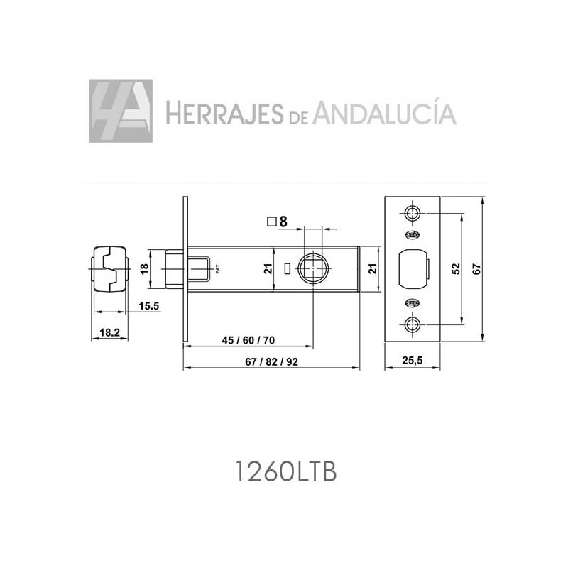 Picaporte Latonado 60 mm | Herrajes de Andalucía