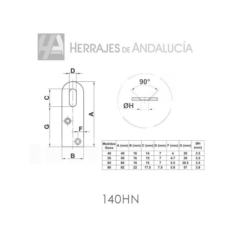 Colgador hierro níquel 1/40 40x16mm | Herrajes Andalucía