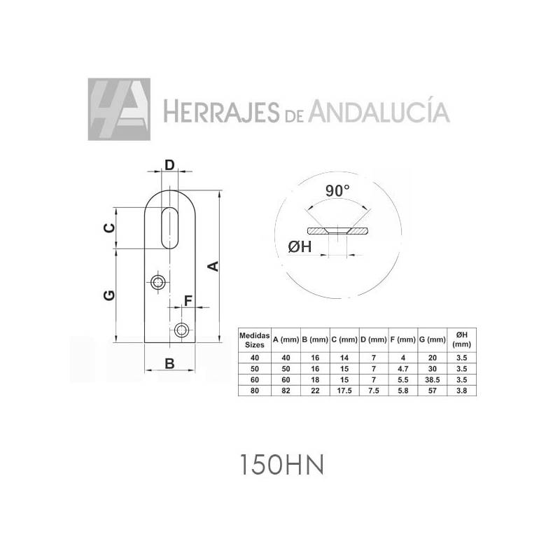 Colgador hierro níquel 1/50 50x16mm | Herrajes Andalucía