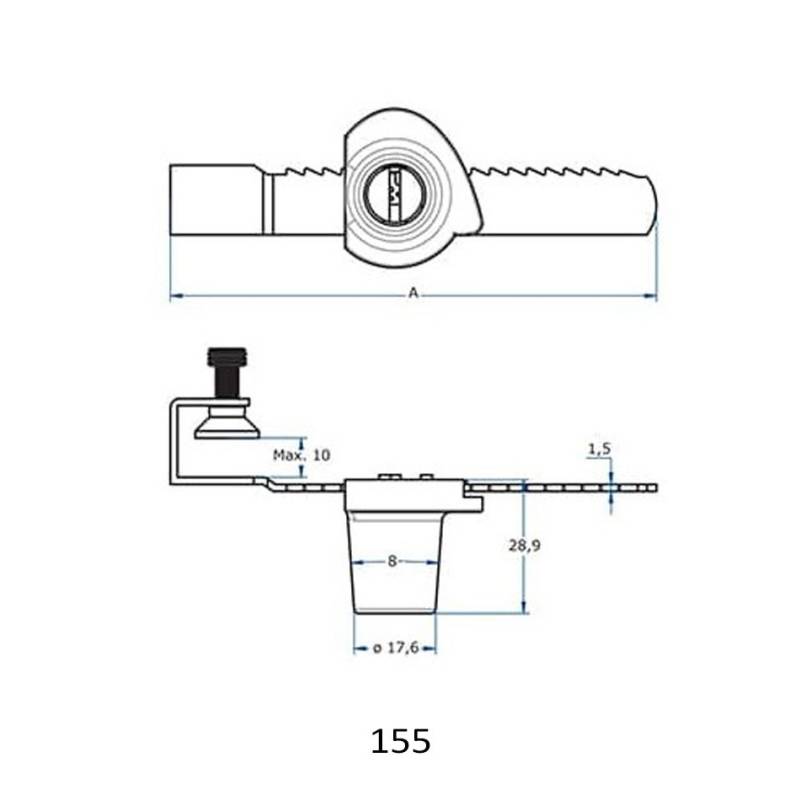 Cerradura vitrina corredera 354 cromo 110 mm | Herrajes de Andalucía