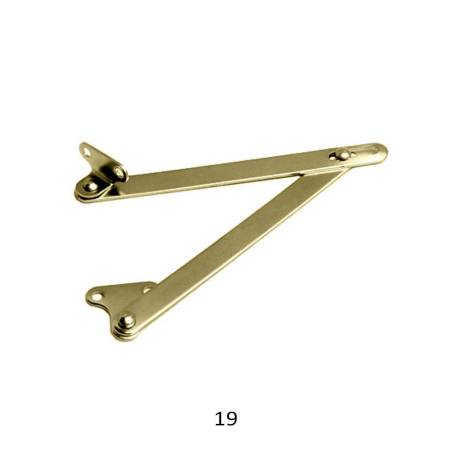 BISAGRA COMPÁS RETENIDA DE 120mm. HIERRO LATONADO. ACABADO: DORADO