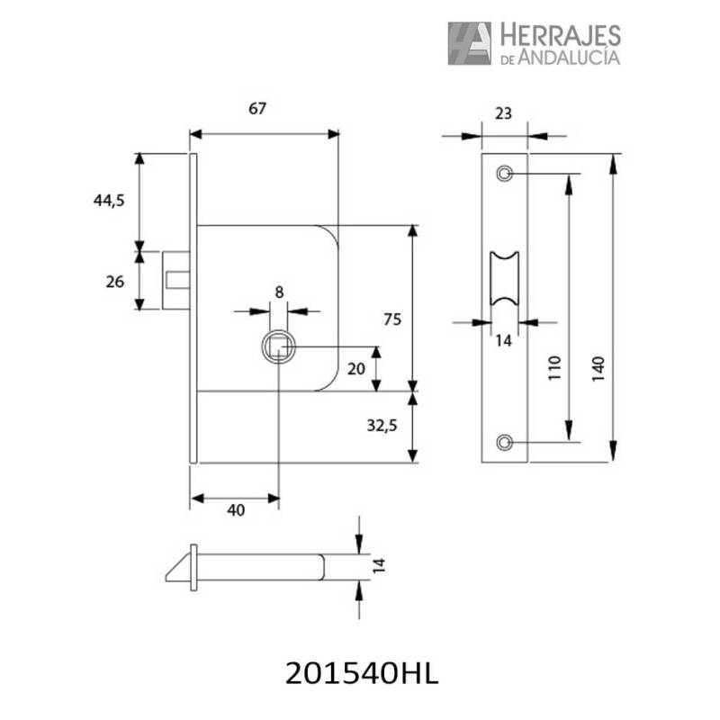 Cerradura embutir TESA serie 2015 40mm | Herrajes de Andalucía