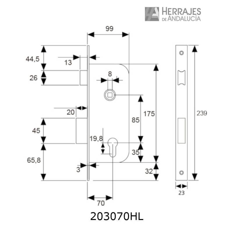 Cerradura TESA 2030/70 Latonada | Herrajes de Andalucía