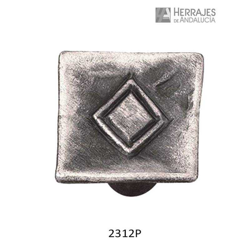 Pomo Cuadrado Rombo 20x20 mm Plata Mate | Herrajes de Andalucía