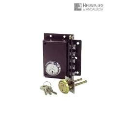 CERRADURA JIS MODELO.. 242 IZQUIERDA PINTADA MARRON CILINDRO GRADUABLE