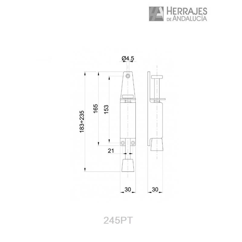 Retenedor puerta pie grande 245 plata | Herrajes de Andalucía