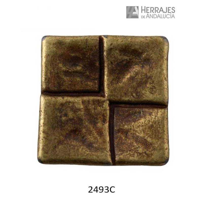Pomo cuadrados relieve 33x33 mm cuero mate | Herrajes de Andalucía