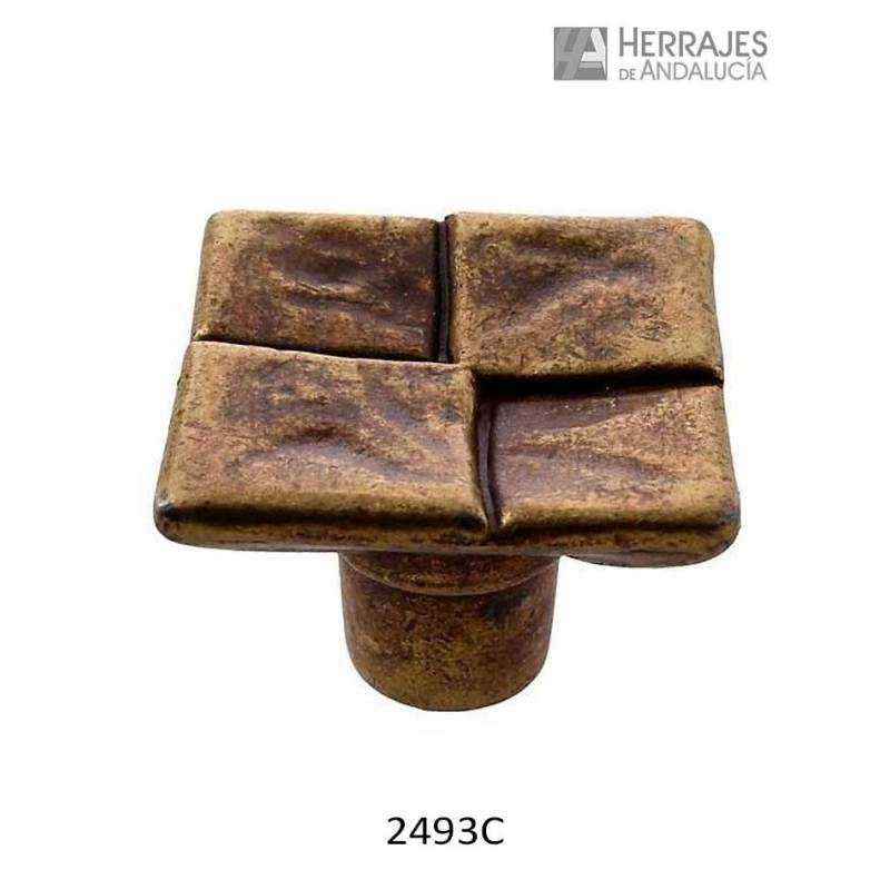 Pomo cuadrados relieve 33x33 mm cuero mate | Herrajes de Andalucía