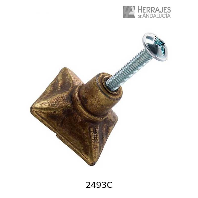 Pomo cuadrados relieve 33x33 mm cuero mate | Herrajes de Andalucía