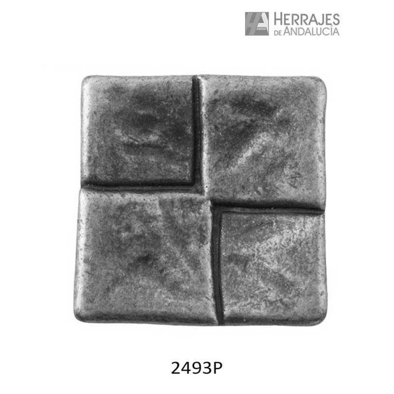 Pomo cuadrados relieve 33x33 mm plata mate | Herrajes de Andalucía