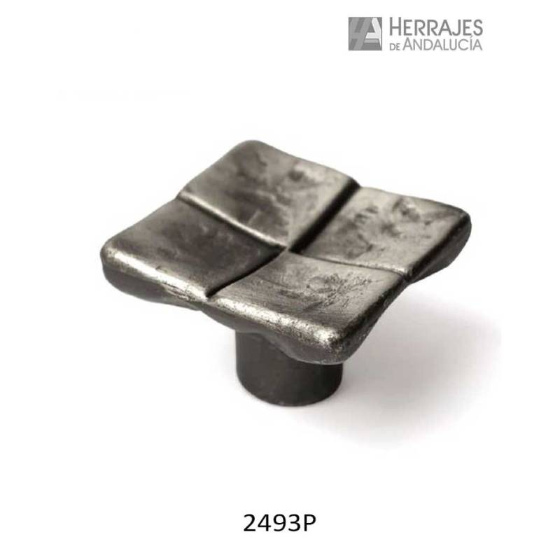 Pomo cuadrados relieve 33x33 mm plata mate | Herrajes de Andalucía