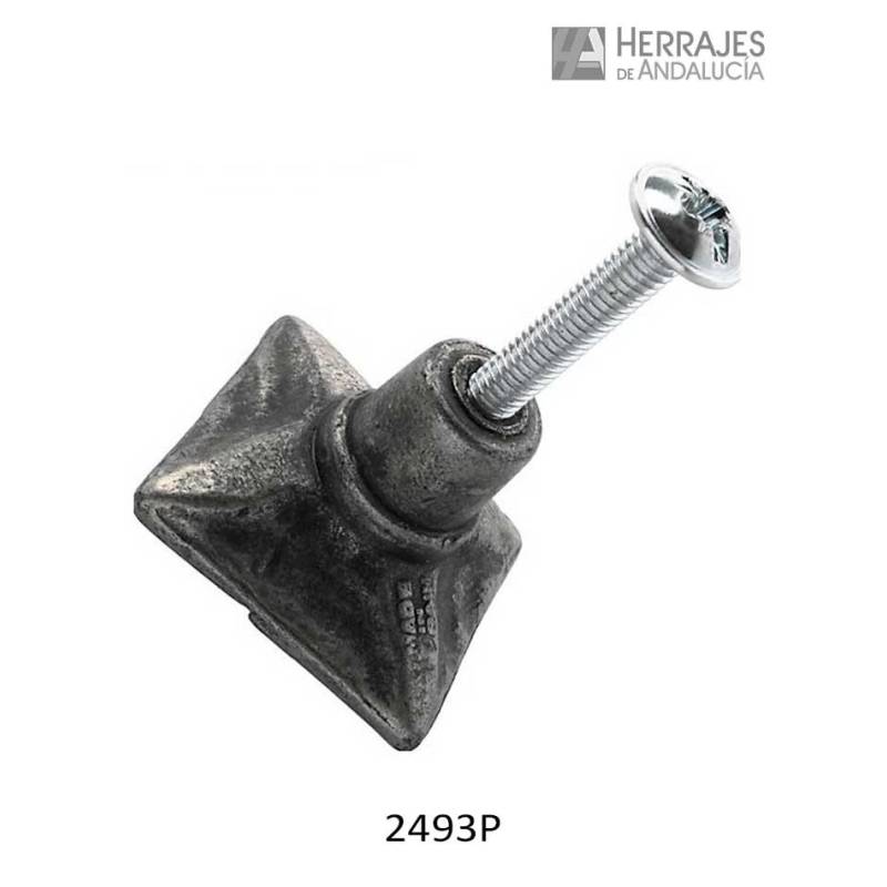 Pomo cuadrados relieve 33x33 mm plata mate | Herrajes de Andalucía