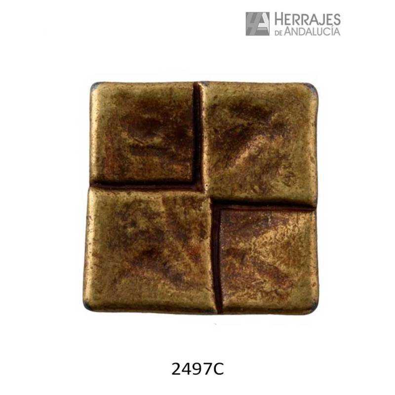 Pomo Cuadrados Relieve 26x26 mm Cuero Mate | Herrajes de Andalucía