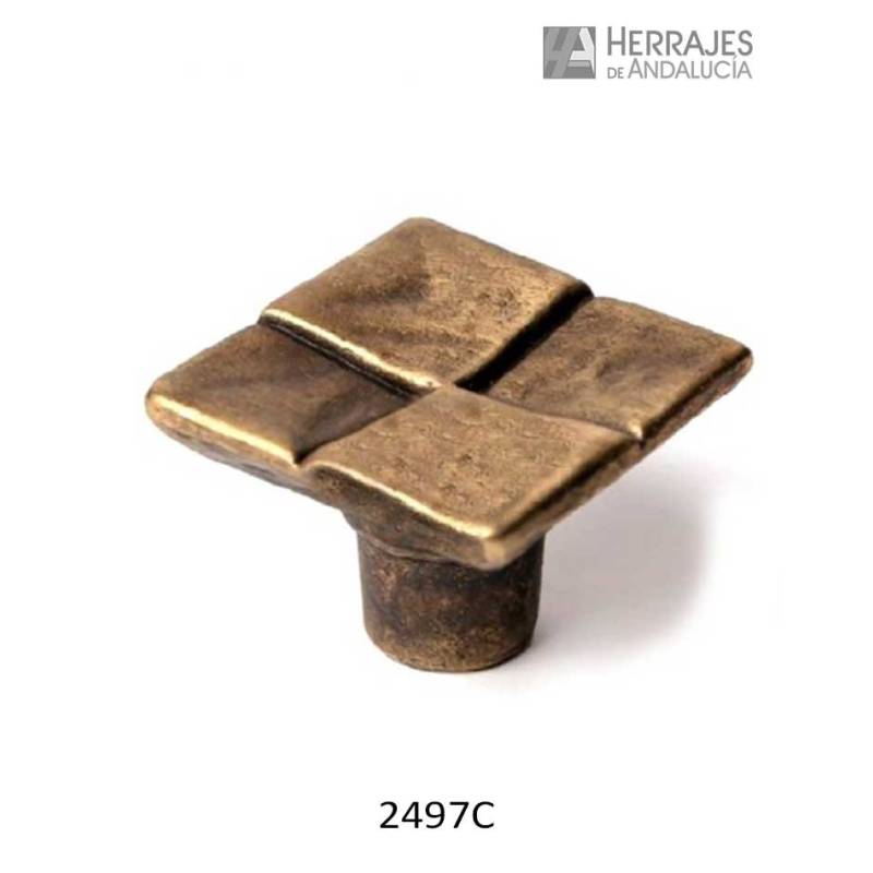 Pomo Cuadrados Relieve 26x26 mm Cuero Mate | Herrajes de Andalucía