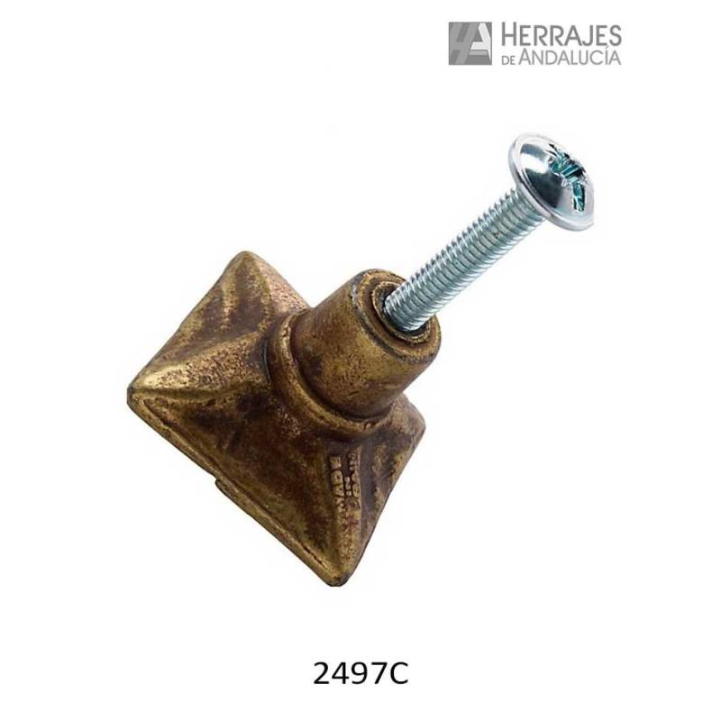 Pomo Cuadrados Relieve 26x26 mm Cuero Mate | Herrajes de Andalucía