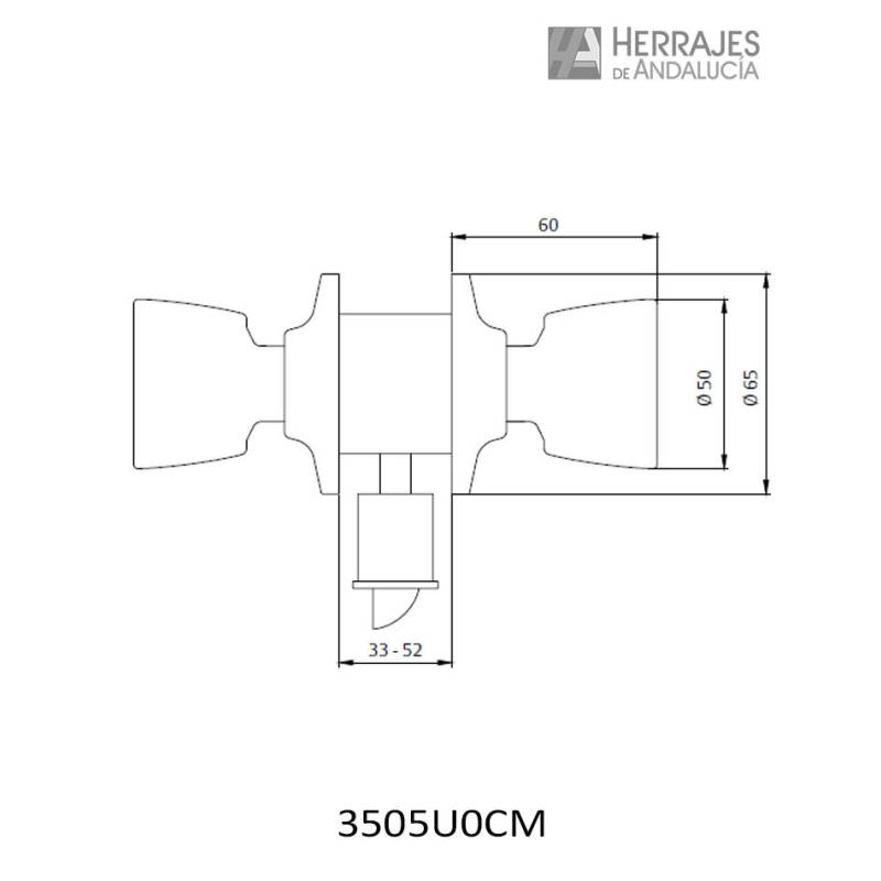 Pomo TESA 3505 Cromo Mate | Herrajes de Andalucía