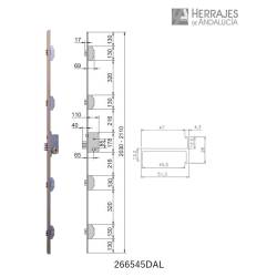 Cerradura embutir aluminio mate 2665cl5 perfil "h" derecha 45mm