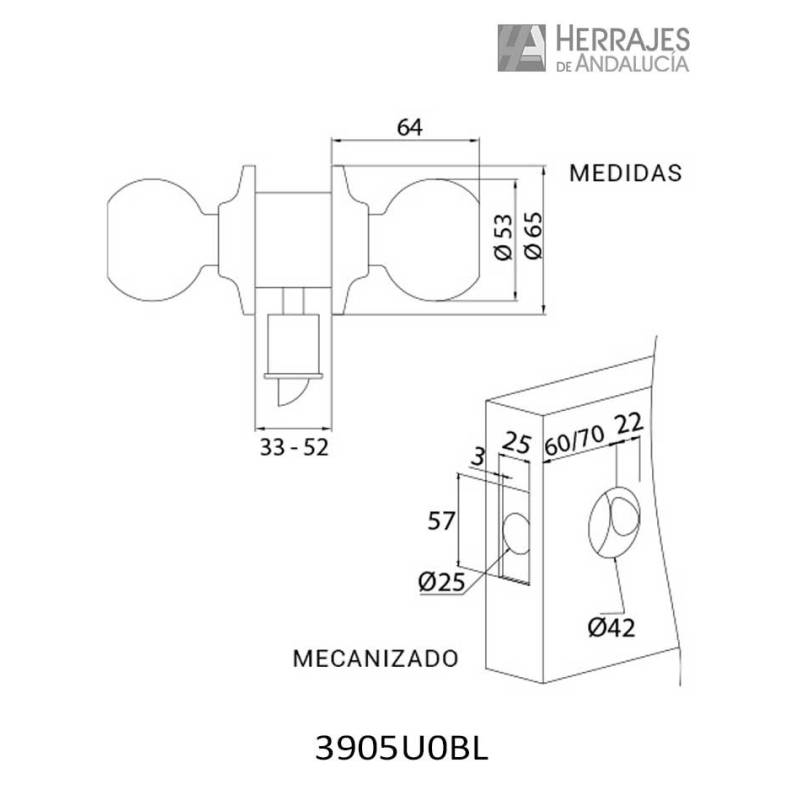 Pomo bola blanco Tesa 3905 | Herrajes de Andalucía