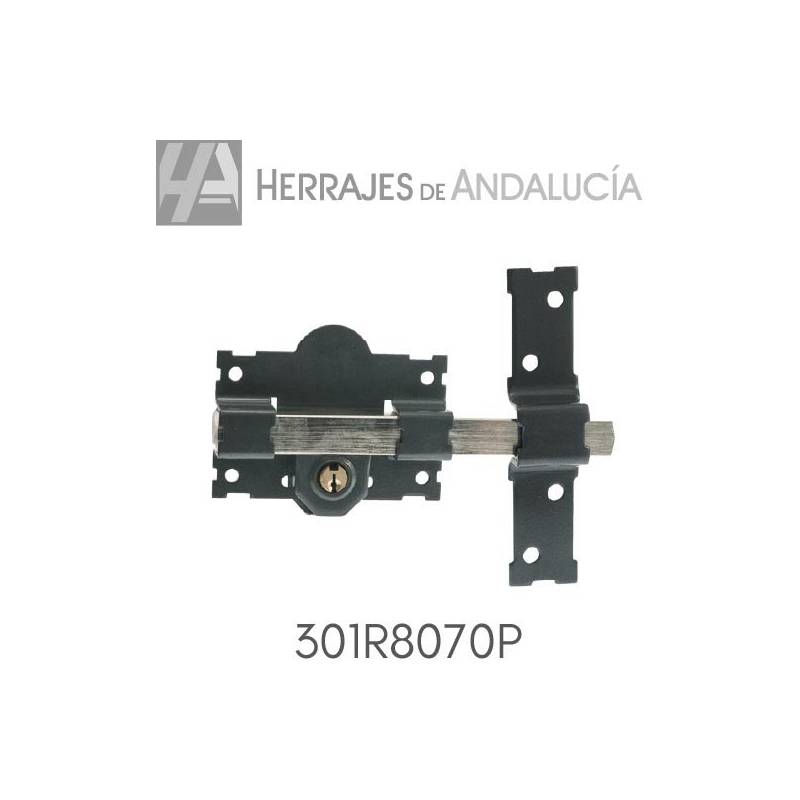 Cerrojo Pintado FAC 301R/80 Bombillo 70 mm Llave-Botón | Herrajes de Andalucía