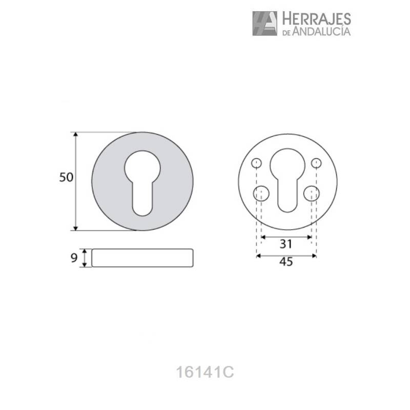 Bocallave Ø50mm Yale puerta acabado cuero | Herrajes de Andalucía