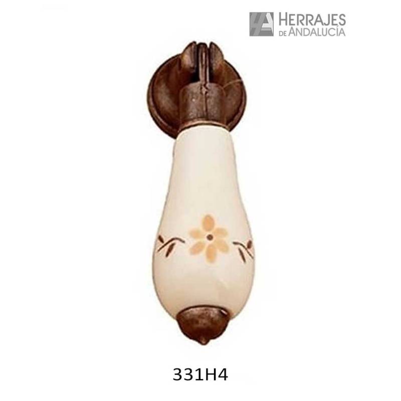 Pomo péndulo porcelana floral marrones-Herrajes de Andalucía