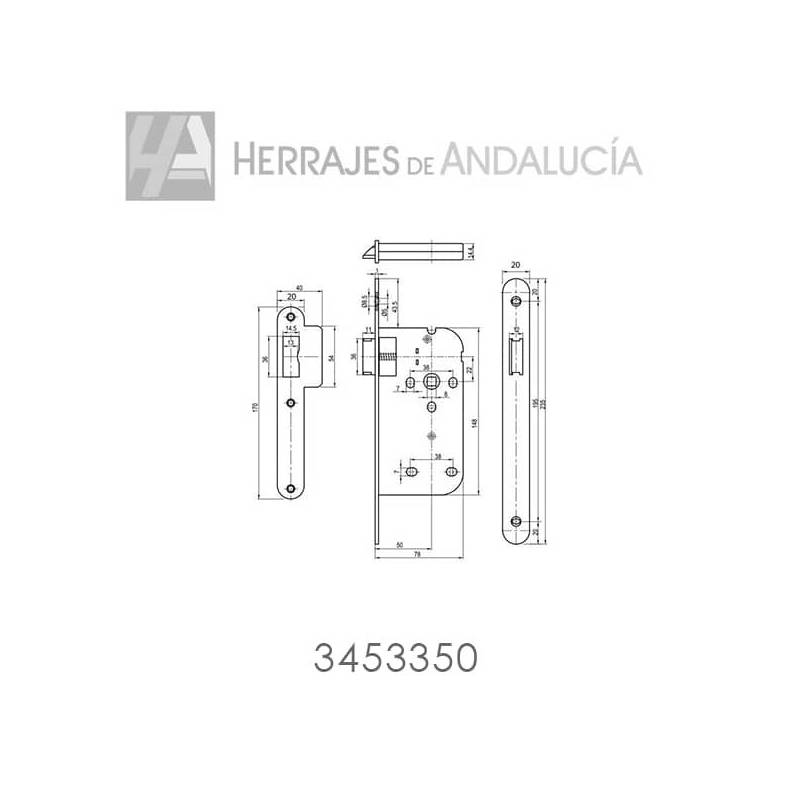 Cerradura golpe de embutir de canto redondo-Herrajes de Andalucía