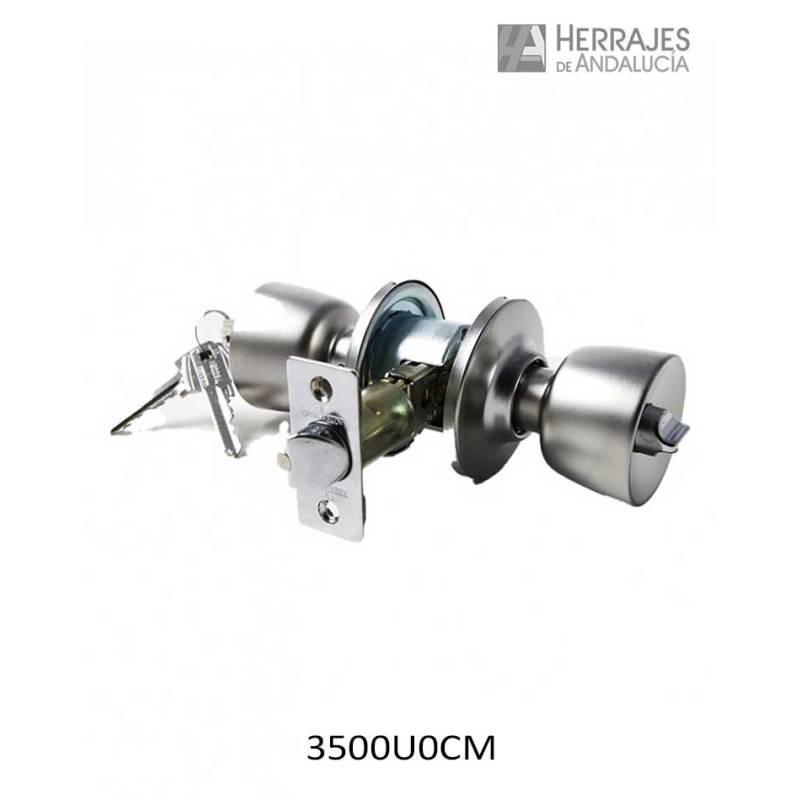 Pomo Tesa 3500U0 llave condena cromo mate | Herrajes de Andalucía