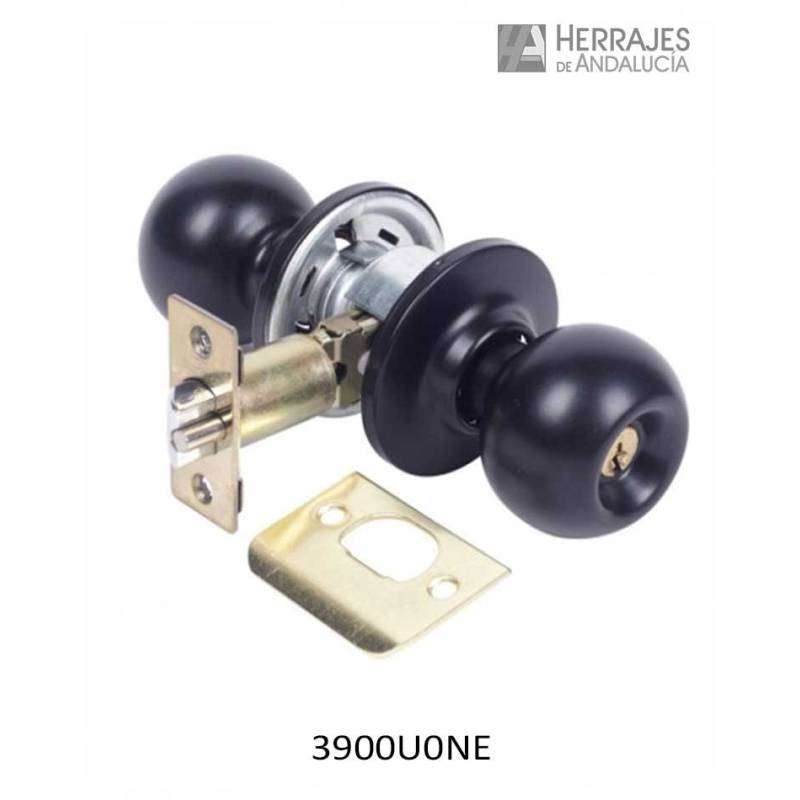 Pomo TESA 3900/U0 Negro Llave-Condena | Herrajes de Andalucía