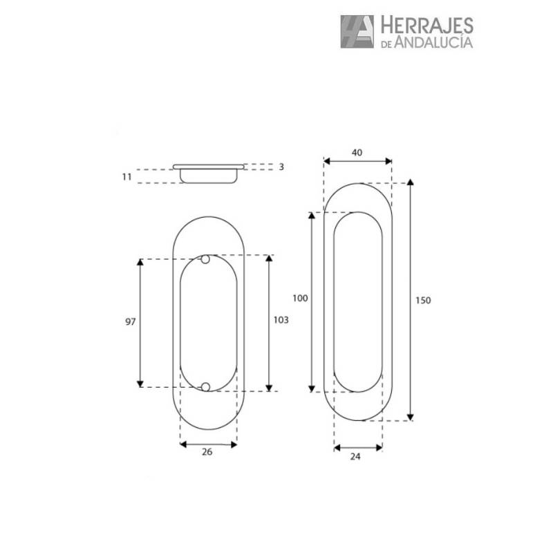 Asa corredera blanca 150x40 | Herrajes de Andalucía