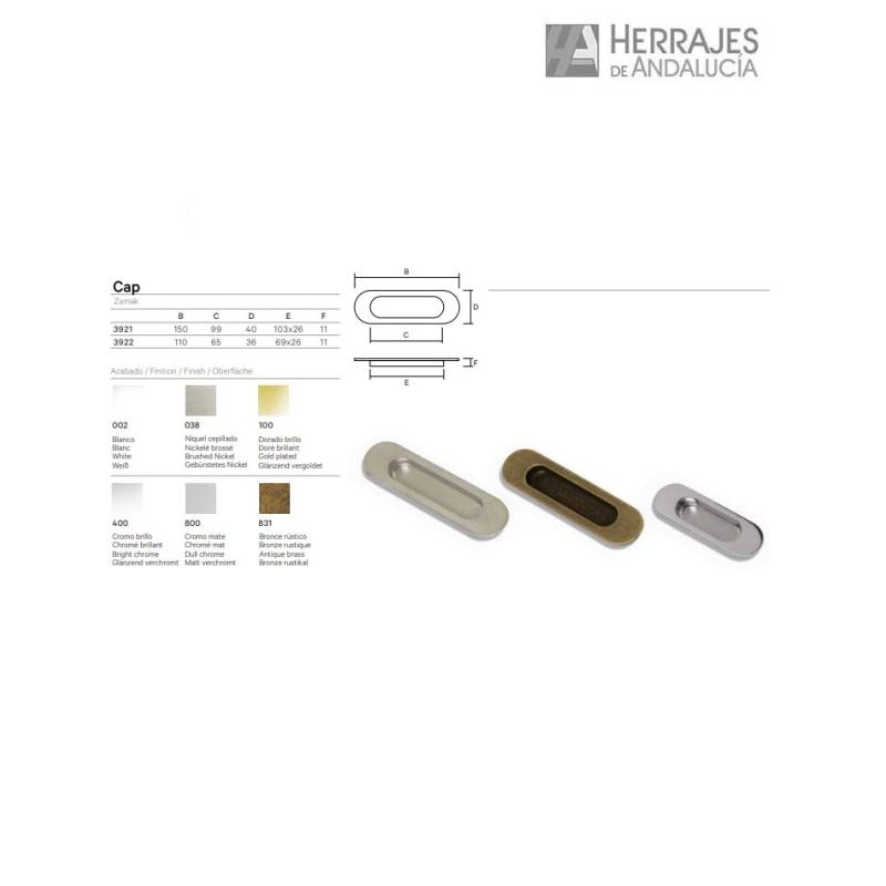 Asa corredera blanca 150x40 | Herrajes de Andalucía