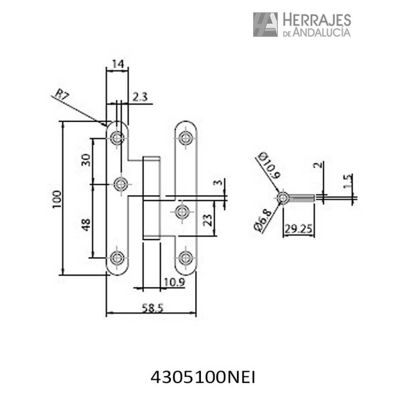 Pernio 4305 100 mm Izquierda Negro | Herrajes de Andalucía