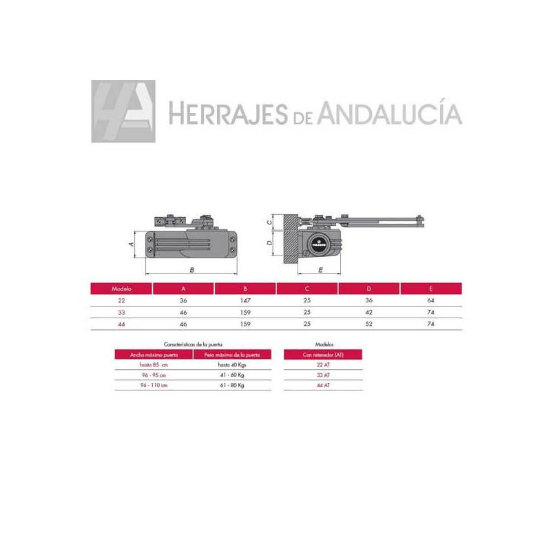 Cierrapuertas Telesco AT-50 con retenedor | Herrajes de Andalucía